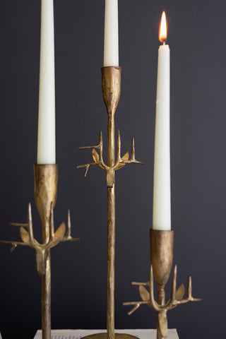 Forged Iron Antique Gold Deer Taper Holders