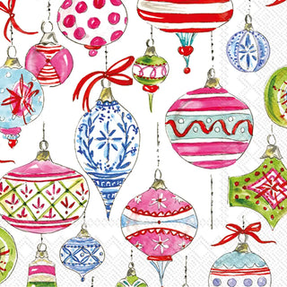 Paper Cocktail Napkins Merry Vintage Ornaments Pk/20