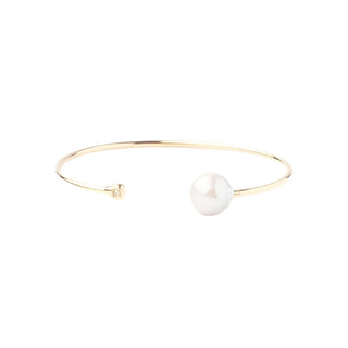 White Pearl & Gold Diamond Cuff