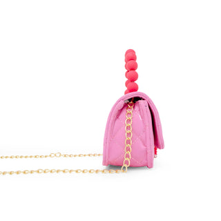 Pearl Handle Message Charm Handbag for Kids: Pink