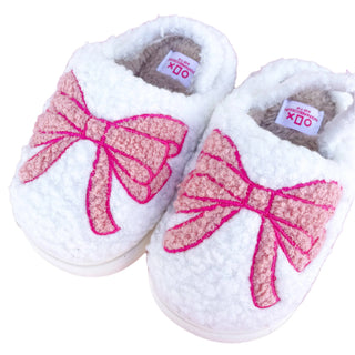 Toddler/Kids Pink Bow Slippers: Large