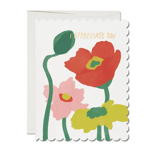 Scalloped Poppy Thank You Card