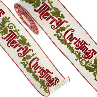 Merry Christmas Wired Ribbon 4"x10yrds