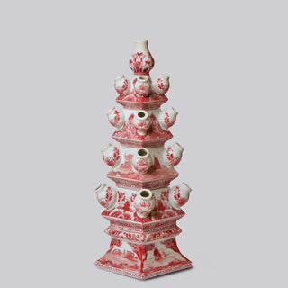 Red and White Short Porcelain Tulipiere