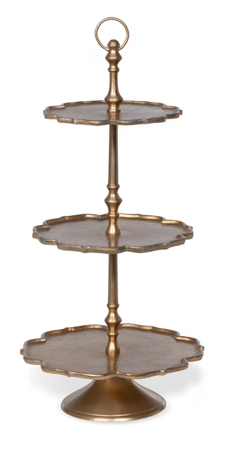 Scalloped Edge Cast Aluminum Tiered Server, 37 in.