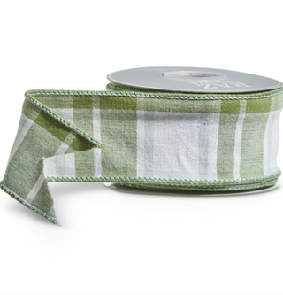 2.5" x 10 yrds Green Plaid Wired Ribbon