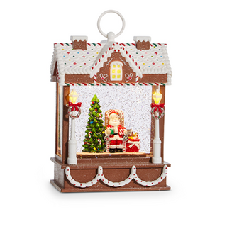 10" Santa musical Lighted Water Gingerbread House