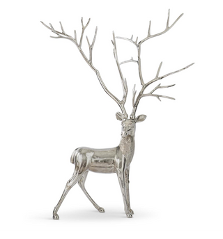 58" Silver Metal Standing Deer