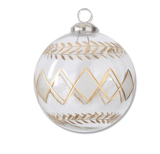 Gold Gilded Diamond Etched Clear Glass Ornament