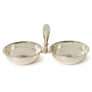 anquet Two Section Silver Tidbit / Condiment Serving Dish