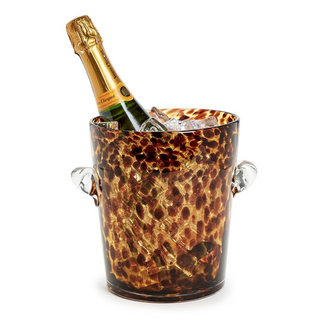 Tortoise Print Glass Ice Bucket
