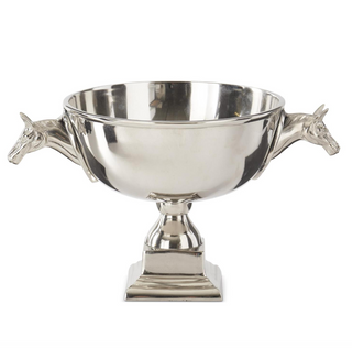 11" Silver Metal Horse Bust Handled Bowl