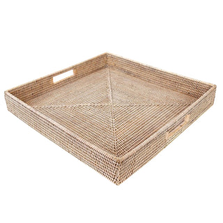 Square Rattan Ottoman Tray