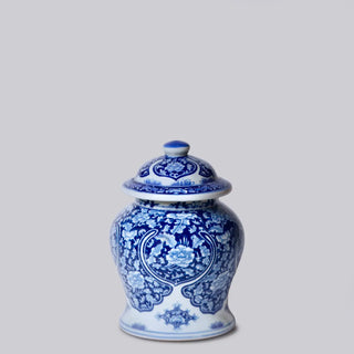 Small Blue & White Porcelain Floral Cartouche Temple