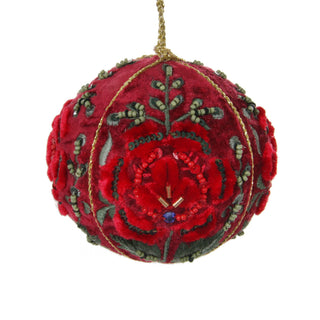 Velvet Ball Red Rose Embroidery