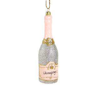 Glittered Champagne Bottle Ornament