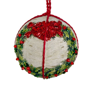 Cotton Ball Beaded Wreath Ornament