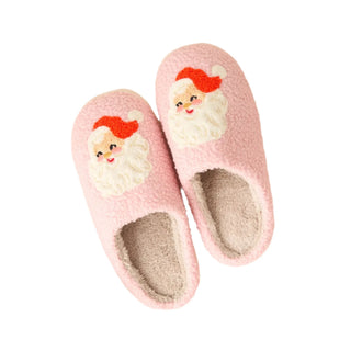 Fuzzy Holiday Slippers-Santa