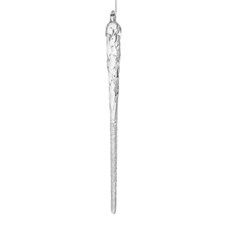 Glass Icicle Clear Frosted Ornament