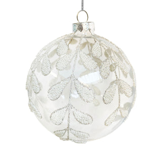 Glass Ball Clear w/Silver Bead Leaves