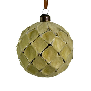 Glass Rhombus Light Green Velvet Ornament