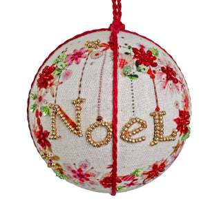 Cotton Ball Beaded Wreath and NOEL Ornament