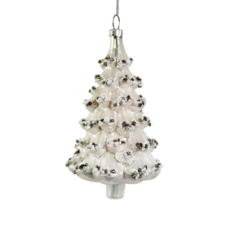 Glass Tree Ornament Pearl White