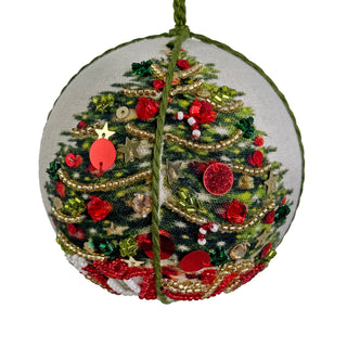 Cotton Ball Beaded Tree Ornament