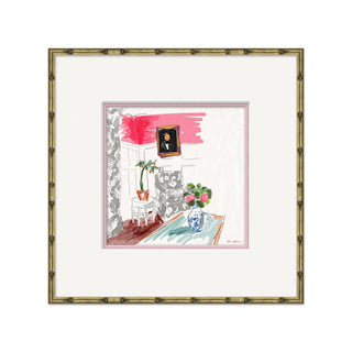 Pink Living Room Interiors Framed Art