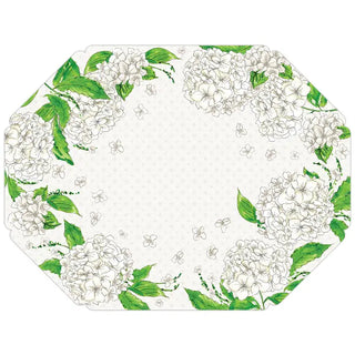 Hand-Painted White Hydrangea Posh Die-Cut Placemat