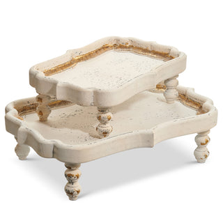 Distressed White Footed Tray