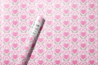 Pink Engraved Heart Bow Wrapping Paper Roll  