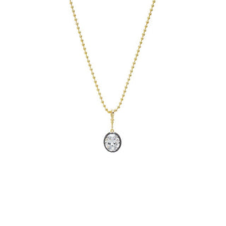 CZ Oval Encased Statement Necklace Charm: Gold