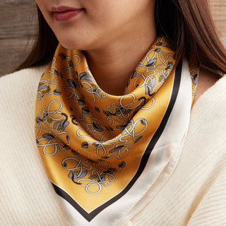 Geometric Silk-Feel Scarf | Modern Pattern Square Accessory: Orange / One / 5DR98078