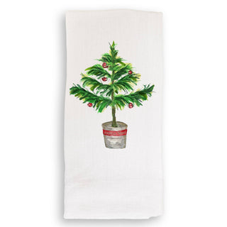 Christmas Tree In Pot: Natural Guest Towel / -