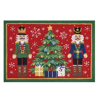 Two Nutcrackers and Christmas Tree Hook Rug