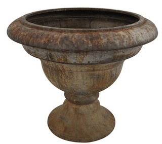 Aged Metal Garden Urn