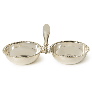 anquet Two Section Silver Tidbit / Condiment Serving Dish