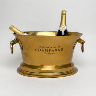 Antique Brass Champagne Bucket with Ring Handles, 2