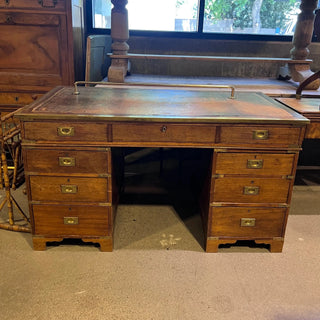 Antique Executive Desk with Brass Trim