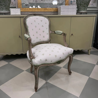 Antique French Open‑Arm Chair in Schumacher Margie Floral