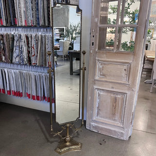 Antique Standing Brass Mirror - France Early 1900's