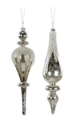ASST 8.75 - 9"H GLASS FINIAL ORNAMENTS