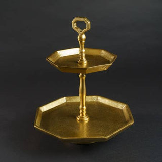 Gold Octagon 2-Tier Stand