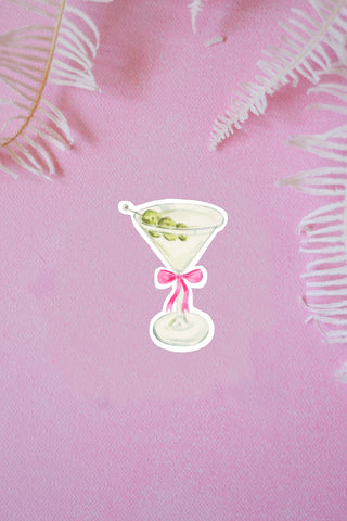 Martini & Pink Bow Vinyl Sticker