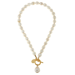 Large Genuine Freshwater Pearl Front Toggle Necklace