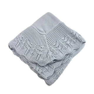 Baby Blanket with Scallop Lace Border: White