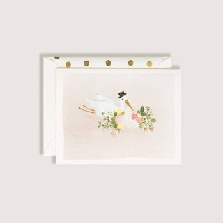 Baby Stork Blush Greeting Card