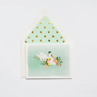 Baby Stork Mint Color Greeting Card