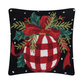 Red Gingham Ball Hook Pillow